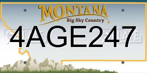 4AGE247 Montana License Plate