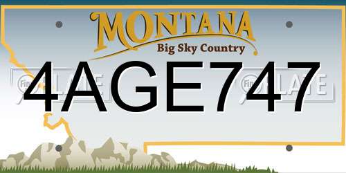 4AGE747 Montana License Plate