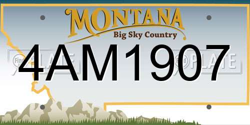 4AM1907 Montana License Plate
