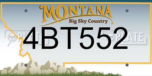 4BT552 Montana License Plate