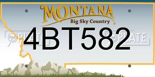 4BT582 Montana License Plate