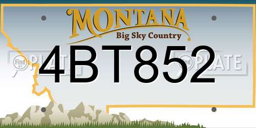 4BT852 Montana License Plate