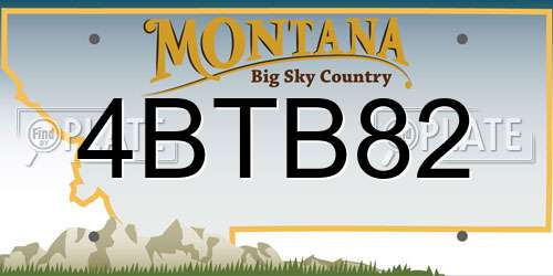 4BTB82 Montana License Plate