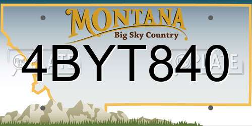 4BYT840 Montana License Plate