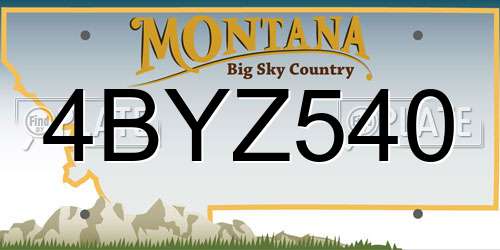 4BYZ540 Montana License Plate