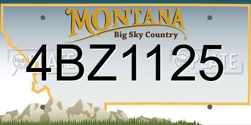 4BZ1125 Montana License Plate