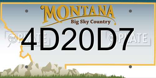 4D20D7 Montana License Plate