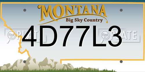 4D77L3 Montana License Plate