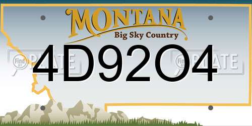 4D92O4 Montana License Plate