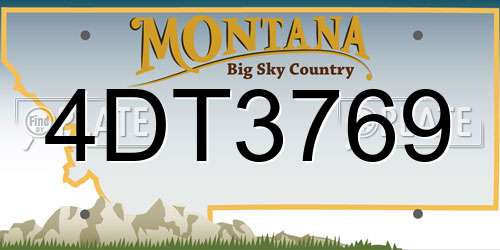 4DT3769 Montana License Plate
