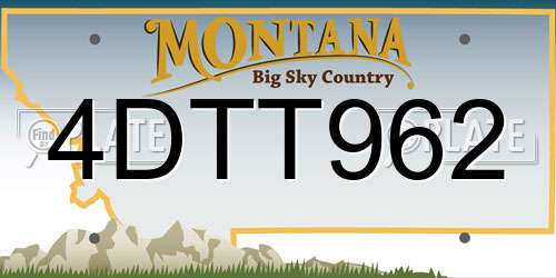4DTT962 Montana License Plate