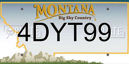 4DYT99 Montana License Plate