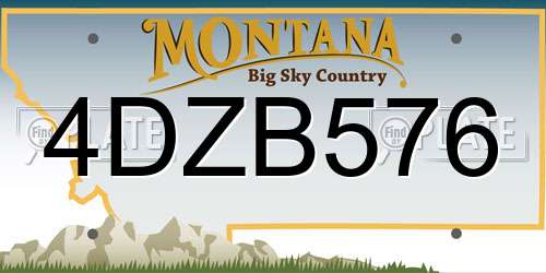 4DZB576 Montana License Plate
