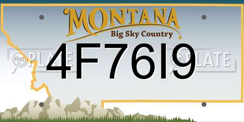 4F76I9 Montana License Plate