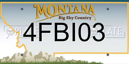 4FBI03 Montana License Plate