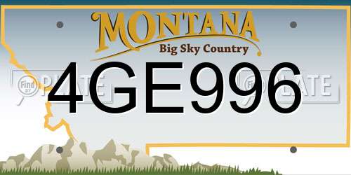 4GE996 Montana License Plate