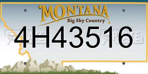 4H43516 Montana License Plate