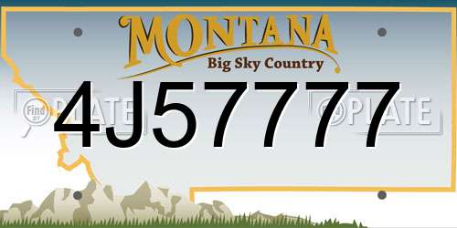 4J57777 Montana License Plate
