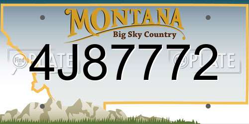 4J87772 Montana License Plate