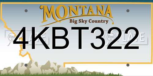 4KBT322 Montana License Plate