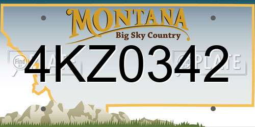 4KZ0342 Montana License Plate