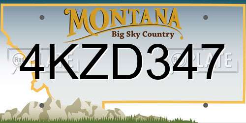 4KZD347 Montana License Plate