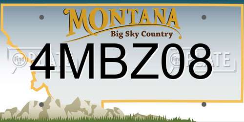 4MBZ08 Montana License Plate