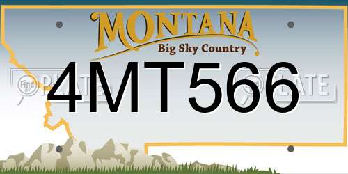 4MT566 Montana License Plate