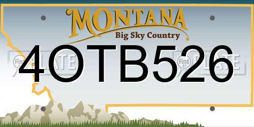 4OTB526 Montana License Plate