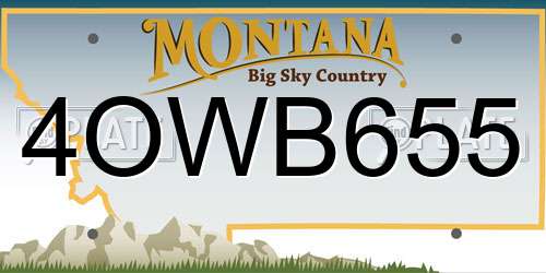 4OWB655 Montana License Plate