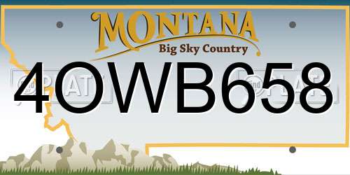4OWB658 Montana License Plate
