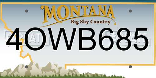 4OWB685 Montana License Plate