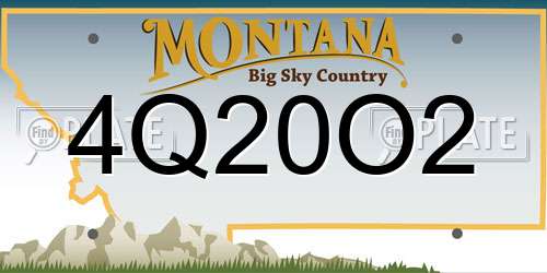 4Q20O2 Montana License Plate