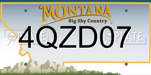 4QZD07 Montana License Plate