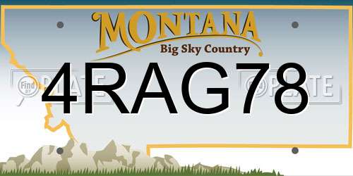 4RAG78 Montana License Plate
