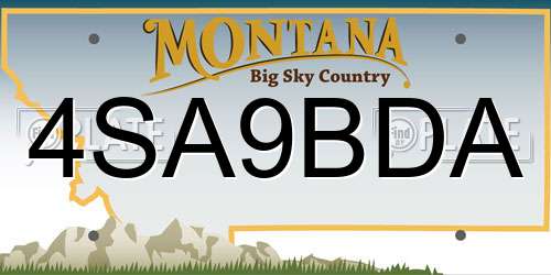 4SA9BDA Montana License Plate