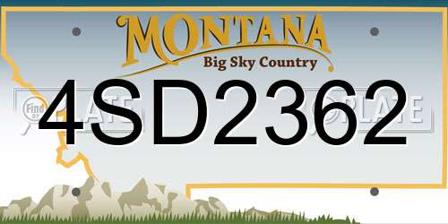 4SD2362 Montana License Plate