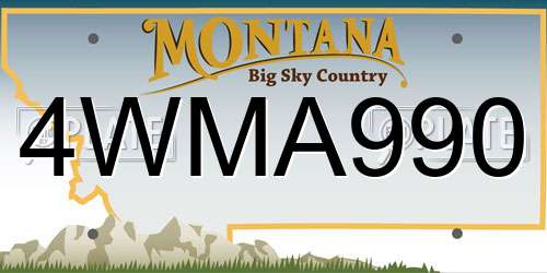 4WMA990 Montana License Plate