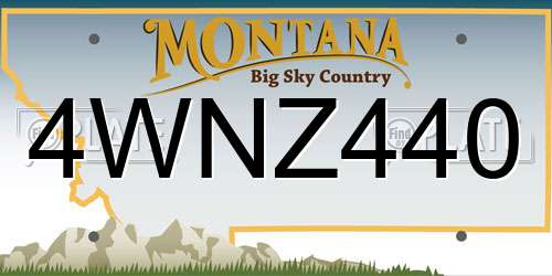 4WNZ440 Montana License Plate