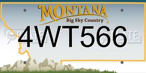 4WT566 Montana License Plate