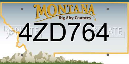 4ZD764 Montana License Plate