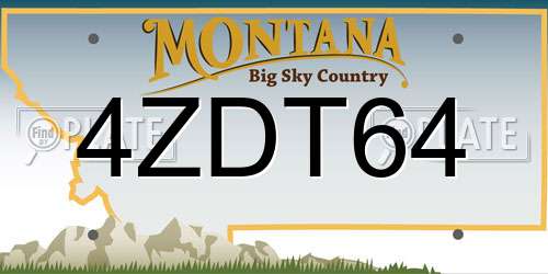 4ZDT64 Montana License Plate
