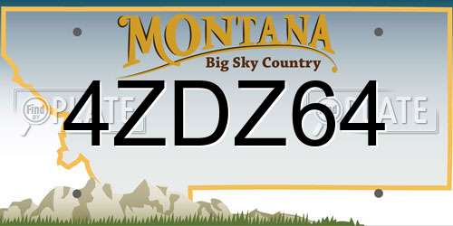 4ZDZ64 Montana License Plate