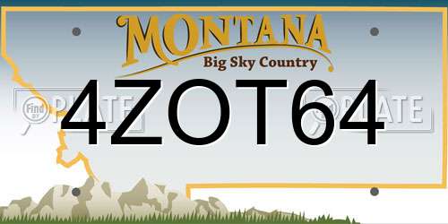 4ZOT64 Montana License Plate
