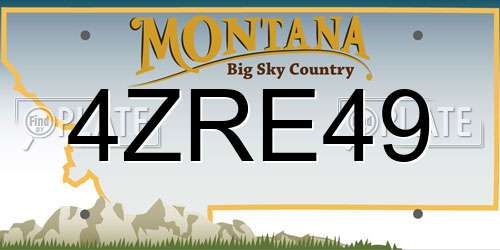 4ZRE49 Montana License Plate
