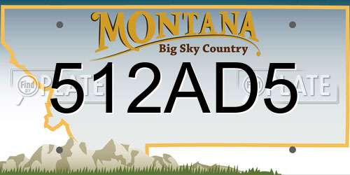 512AD5 Montana License Plate