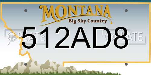 512AD8 Montana License Plate