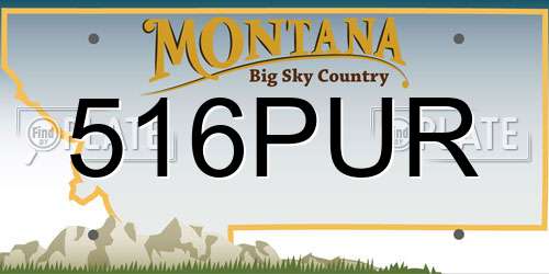 516PUR Montana License Plate