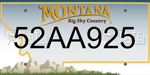 52AA925 Montana License Plate