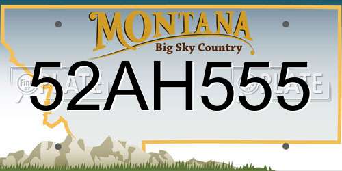 52AH555 Montana License Plate